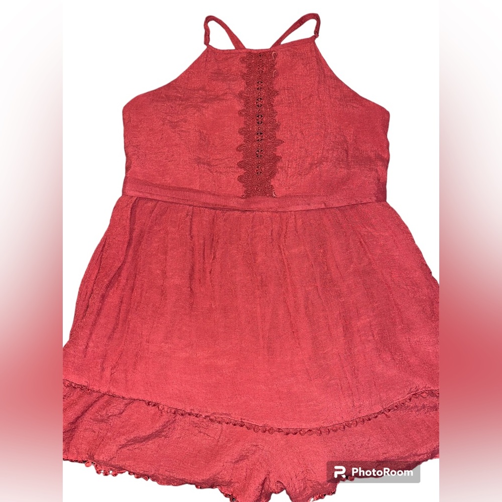 Fashion Nova Ruffled Romper - Red - Size 2X
